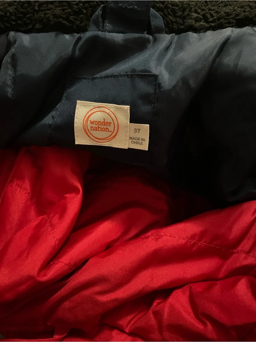 Wonder Nation 3 in 1 Navy Jacket with Red Quilted zip out Vest Toddler boy SZ 3T